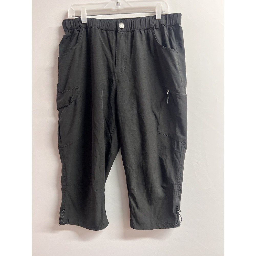 Comfort Waist Cargo Crop Pants sz XL Black Casual